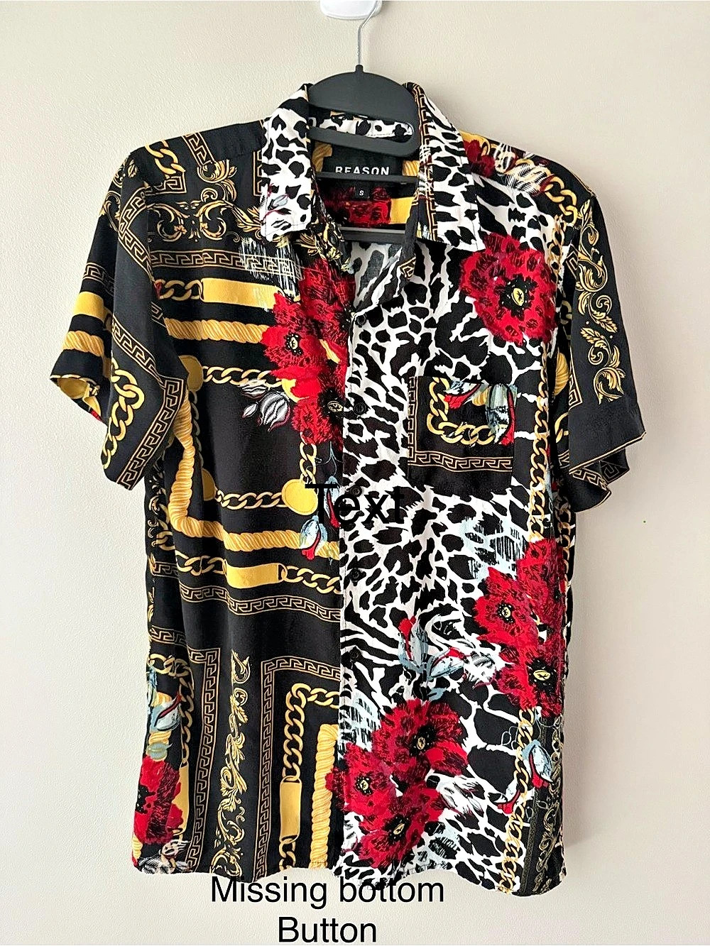 Reason Printed Short Sleeve Shirt Size Small